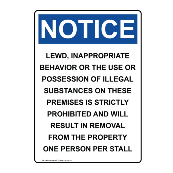 Vertical Lewd Or Inappropriate Behavior Results In Removal Notice