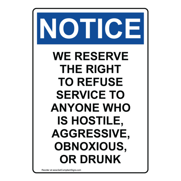 Right To Refuse Service Notice