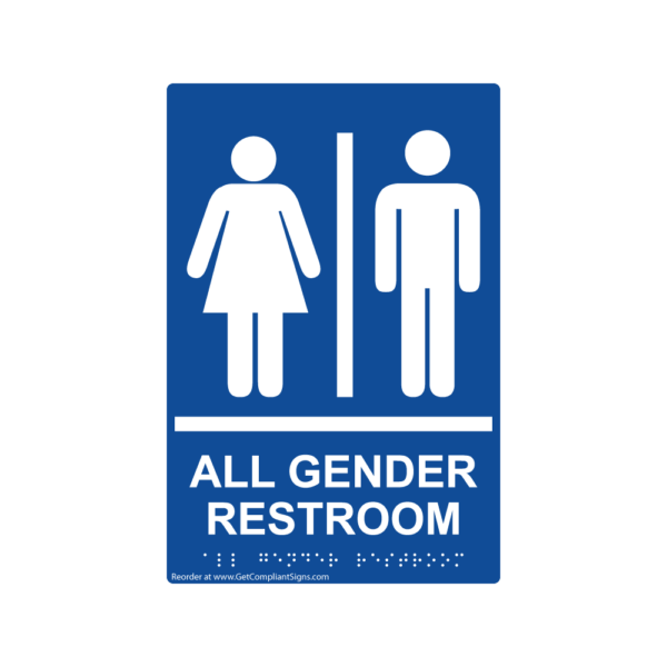 Unisex/ All-Gender Restroom Sign with Symbol/ ADA Braille