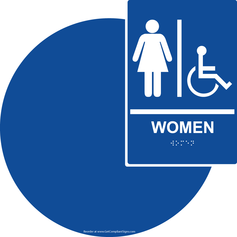 Women's California Title 24 Accessible Restroom Sign Set with Symbol/ ADA Braille