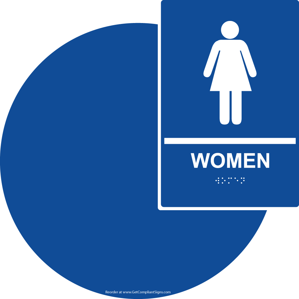 Women's California Title 24 Restroom Sign Set with Symbol/ ADA Braille