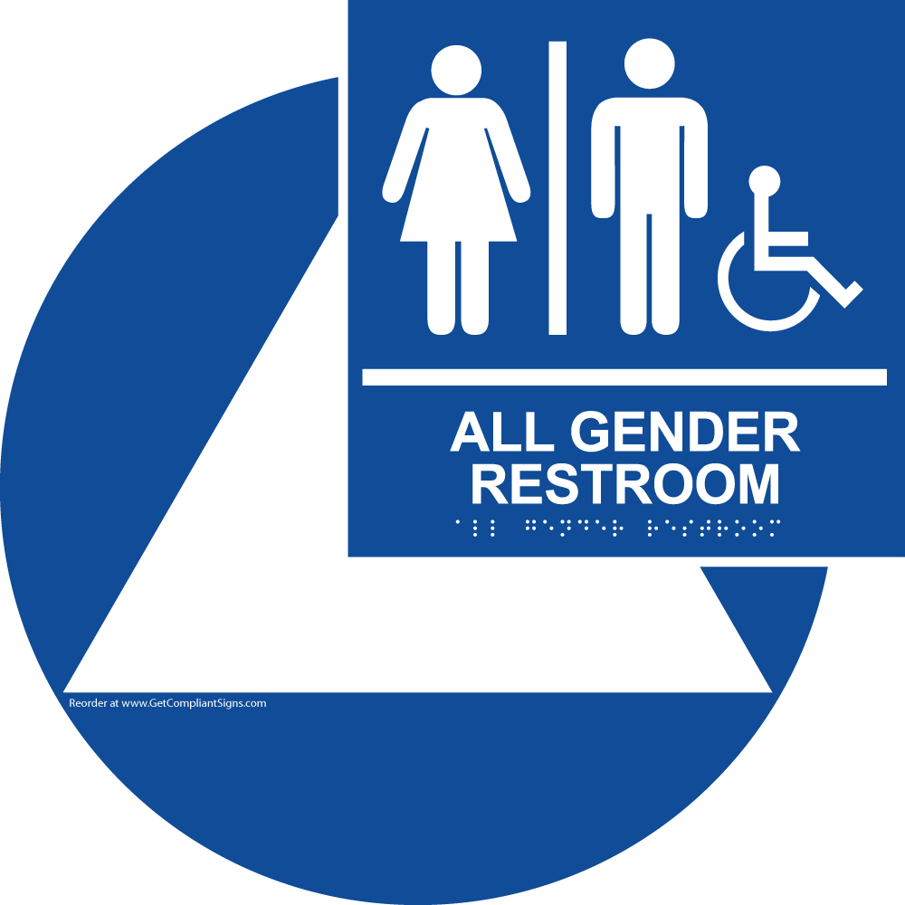 California Title 24 Square Unisex/ All-Gender Accessible Restroom Sign Set with Symbol/ ADA Braille