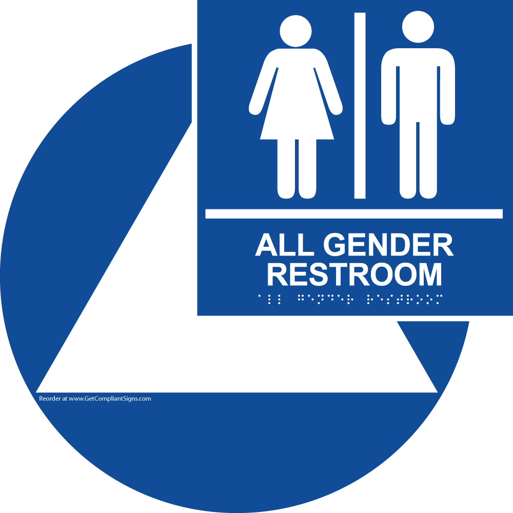 California Title 24 Square Unisex/ All-Gender Restroom Sign Set with Symbol/ ADA Braille