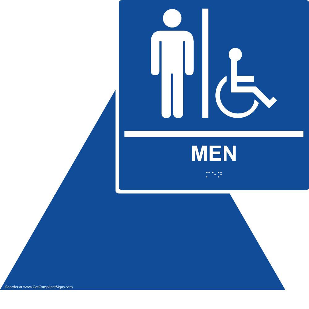 Men's California Title 24 Square Accessible Restroom Sign Set with Symbol/ ADA Braille