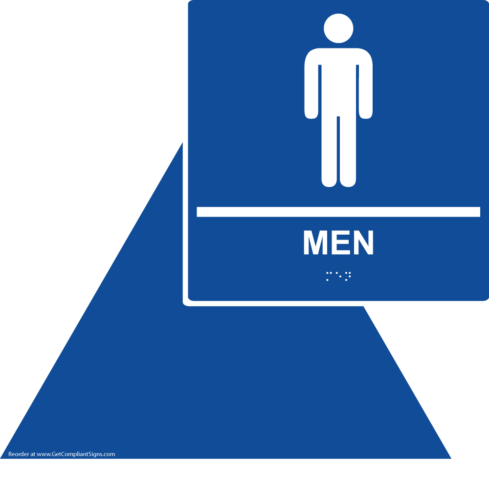 Men's California Title 24 Square Restroom Sign Set with Symbol/ ADA Braille
