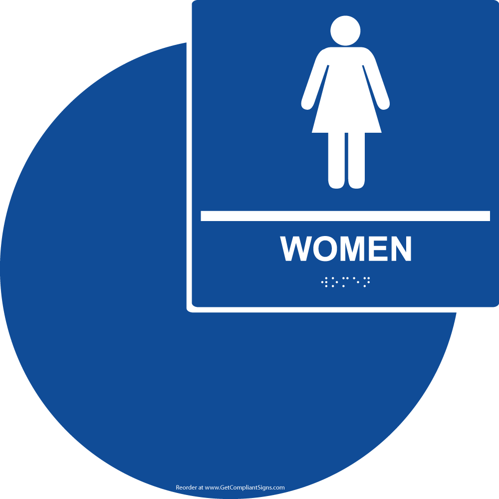 Women's California Title 24 Square Restroom Sign Set with Symbol/ ADA Braille
